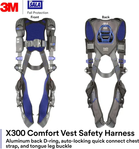 Vista 2 de 3M DBI-SALA ExoFit X300 - Arnés de seguridad para chaleco cómodo, protección contra caídas, industria general, anillo en D trasero, hebilla
