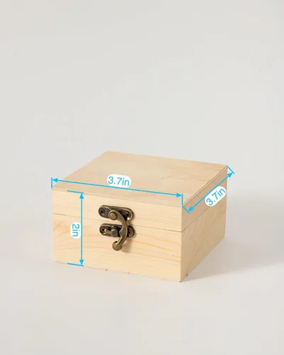 Vista 2 de Caja pequeña de madera de 12 piezas, caja del tesoro de madera sin terminar con tapas para manualidades (3.7 x 3.7 x 2 pulgadas)