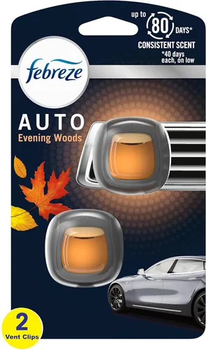 Vista 12 de Febreze Ambientador de coche con clip de ventilación, eliminador de olores, aroma ámbar automático, 2 clips