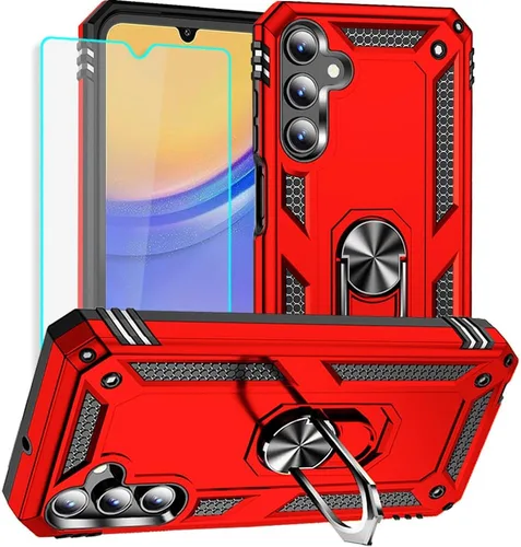 Vista 9 de Yiakeng Funda para teléfono Galaxy A12, Samsung A12 con protector de pantalla HD, fundas protectoras de grado militar con anillo para Samsung Galaxy