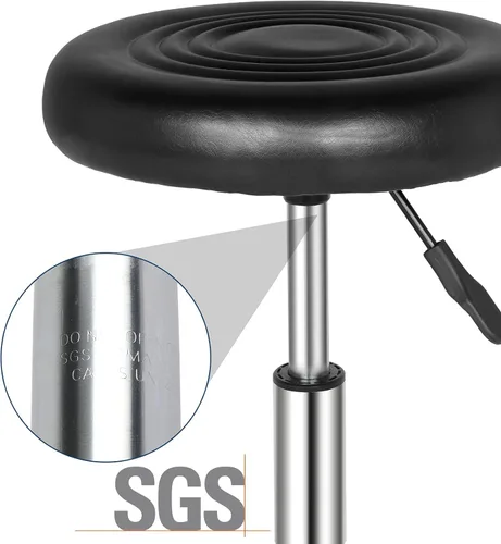 Vista 6 de Winado Taburete de bar redondo con contador de rotación de líneas, altura ajustable, taburetes de bar modernos giratorios de piel sintética de 360°