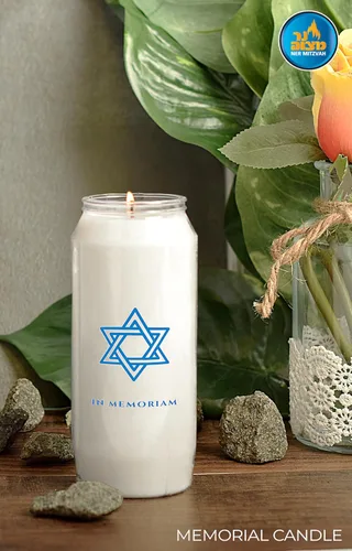 Vista 4 de Velas conmemorativas de 7 días, paquete de 3, tarro de plástico con estrella de David, velas de pilar de 6 pulgadas de alto para religiosos