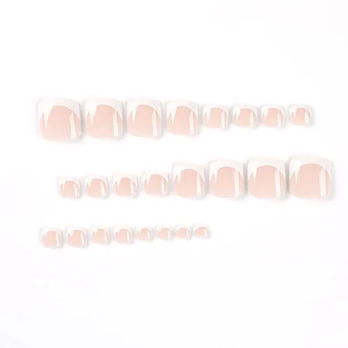 Vista 3 de TMLECE TM Uñas postizas a presión, cuadradas, cortas, cobertura completa, 24 unidades, con borde blanco francés, uñas postizas con pegamento y lima