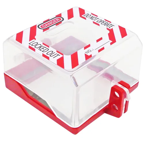 Vista 10 de TRADESAFE Bloqueo de la cubierta del botón de parada de emergencia: cubierta redonda transparente para interruptor de botón, diámetro de orificio