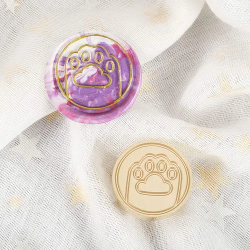 Vista 7 de Yoption - Sello de cera de pata de gato, sello de sellado de mango de madera vintage con cabeza de latón para invitaciones de boda