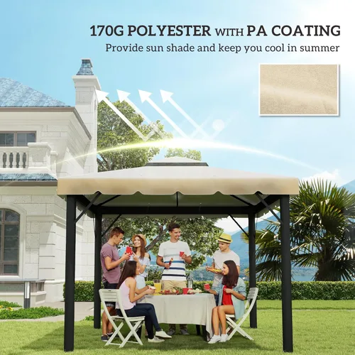 Vista 6 de Outsunny Toldo de repuesto para cenador de 10 x 10 pies, cubierta superior con techo doble ventilado para Outsunny de 9.7 x 9.7 pies, marco