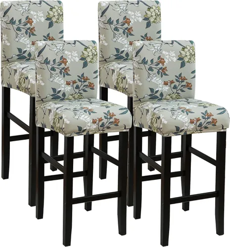 Vista 26 de FORCHEER - Juego de 4 fundas para sillas de bar con respaldos, fundas de jacquard beige para sillas de comedor, funda extraíble y lavable
