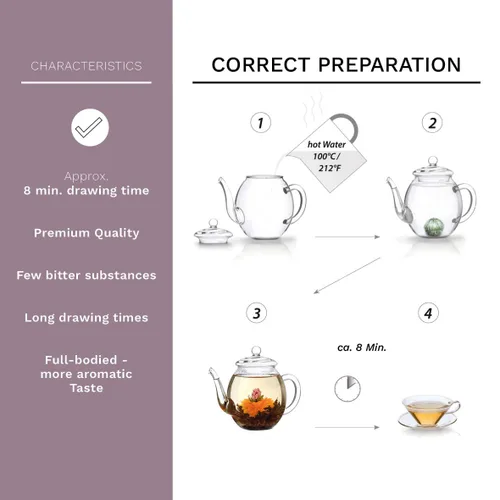 Vista 2 de Creano Abloom Tea - Set de regalo floreciente en caja de madera, 12 piezas en 3 variaciones, negro