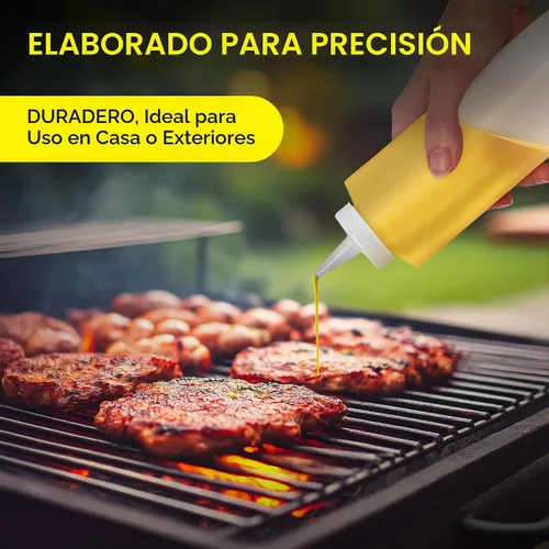 Vista 6 de BRIGHTFROM Botellas exprimibles de condimentos de 16 onzas de cuello ancho, botellas vacías para chorros – Tapa superior extraíble, a prueba