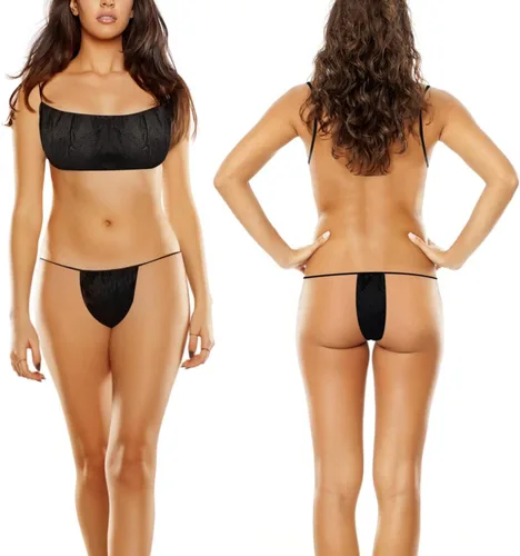 Vista 4 de YoleShy 100 piezas de ropa interior desechable y sujetadores desechables para mujer, ropa interior de spa, tanga, ropa interior bronceada