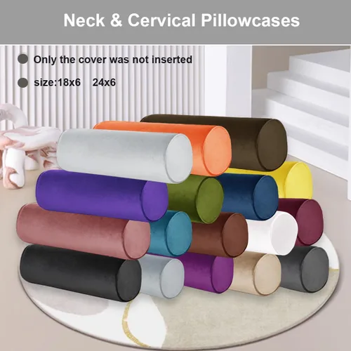 Vista 2 de Tinbolunce Fundas de almohada cilíndricas redondas para el cuello con cremallera, fundas de almohada cilíndricas redondas para dormitorio, sala