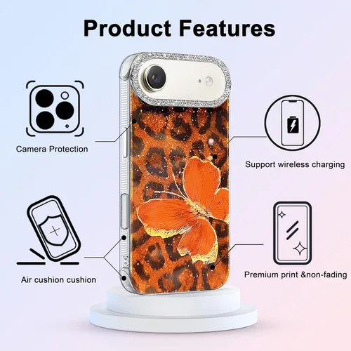 Vista 488 de I-MGAE-IN-AR - Funda diseñada para iPhone 12 y 12 Pro, diseño de mariposa plateada brillante, funda protectora de poliuretano termoplástico, suave