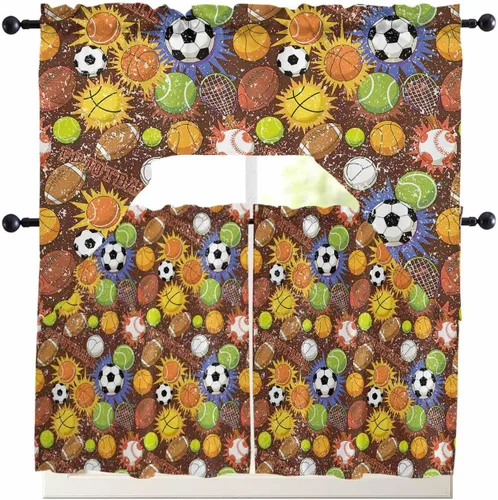 Vista 10 de Cortinas de cocina con cenefa de eucalipto y muñeco de nieve, con bolsillo para barra, cortina para dormitorio, sala de estar, baño, cafetería