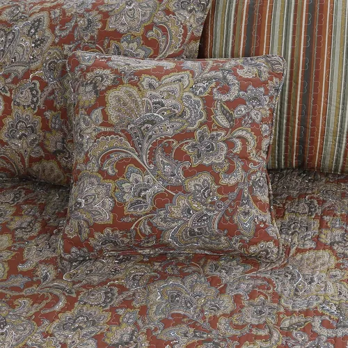 Vista 3 de Cozy Line - Juego de cama de 6 piezas, ropa de cama reversible de algodón reversible con falda de cama, fundas a juego, almohada decorativa