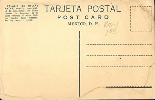Vista 2 de Palacio de Bellas Artes Mexico City, Mexico Original Antique Postcard