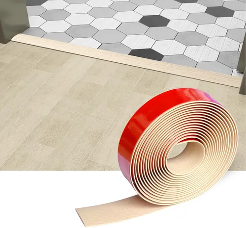 Vista 13 de Tira de Transición Plana para Piso/Puerta y Moldura Autoadhesiva de Vinilo para Borde de Piso, Revestimiento de Juntas de Piso Laminado, Tira