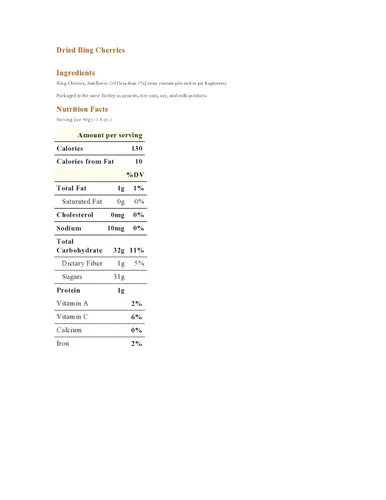 Cerezas Bing secas - Caja de 5 lb