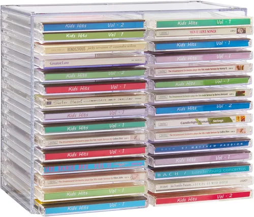 Vista 9 de Soporte transparentes, de plástico, para apilar CD, para 30 CDs estándar. Soporte para joyas.
