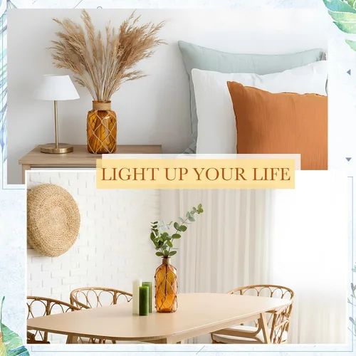 Vista 4 de Chuangdi TSITP - Juego de 2 jarrones de cristal costeros para flores, florero con cuerda bohemia, frasco pequeño de cristal de mar, botella de playa