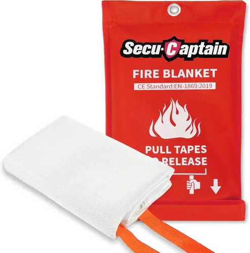 SecuCaptain Manta de emergencia contra incendios para el hogar y la cocina, 40 x 40 pulgadas, manta de fibra de vidrio con supresión de llama para