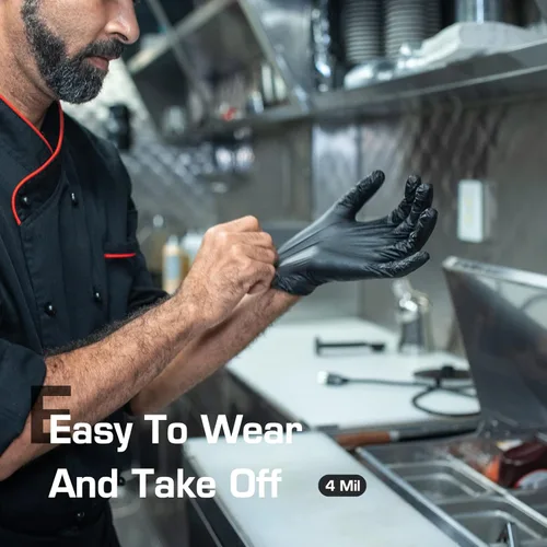 Vista 5 de Guantes de examen de nitrilo sin látex y sin polvo, guantes de nitrilo desechables no estériles de 5 mil para cocinar, limpiar