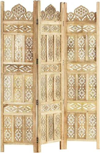 Vista 45 de Divisor de habitación de madera tallado a mano de 4 paneles, divisores de habitación plegables independientes, divisor de habitación, pantalla