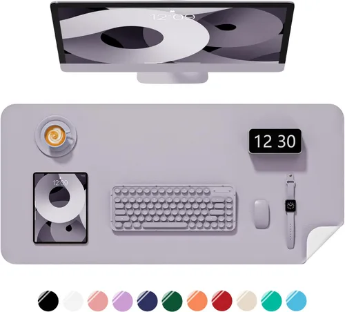 Vista 31 de Alfombrilla para escritorio, 23.6" x 13.8" de piel sintética PU, antideslizante, gran mouse pad para escritorio, alfombrilla impermeable