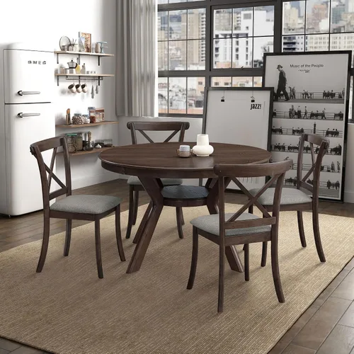 Vista 8 de Dining Chairs Set of 2, Table & Chair Sets, Modern Fabric Upholstered Kitchen Side Chairs, Cross Back Rubber Wood Farmhouse Dining Room Chairs with