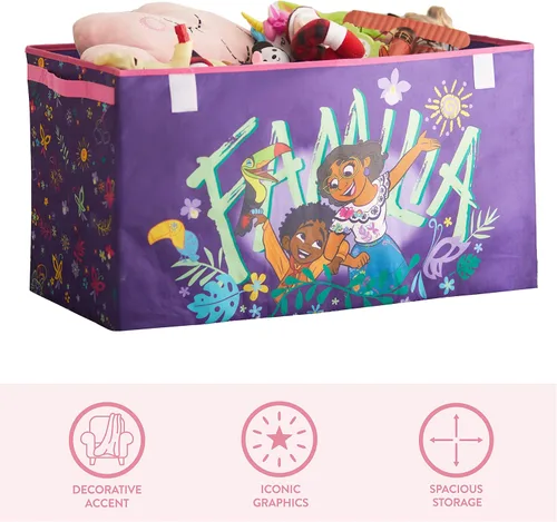 Vista 4 de Idea Nuova Disney Encanto - Baúl de almacenamiento plegable para juguetes de niños, duradero, con tapa