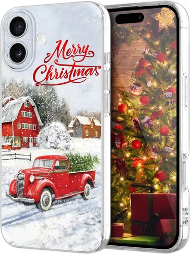 Vista 22 de Newseego Funda de Navidad para iPhone 13, Serie Linda a Prueba de Golpes Anti-Amarillo PC Duro + Parachoques TPU Cubierta Protectora para Mujeres