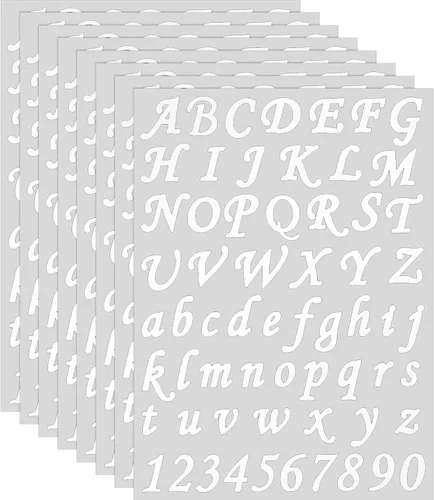 Vista 11 de Spakon 8 hojas de calcomanías de letras de vinilo adhesivas de Navidad, calcomanías de alfabeto autoadhesivas, calcomanías de números para buzón