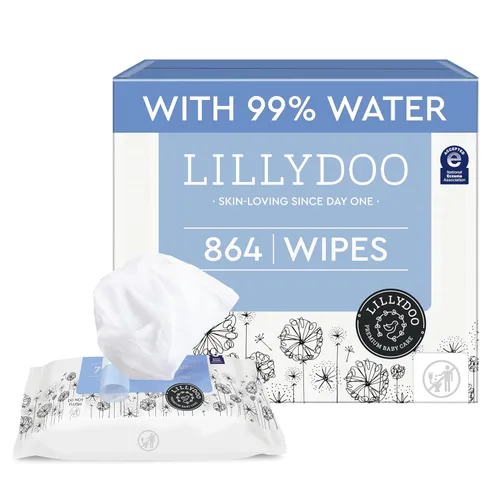 Vista 8 de LILLYDOO Toallitas para bebé con un 99% de agua – Sin perfume, hipoalergénicas, a base de plantas, resistentes y libres de plástico, compostables, 4