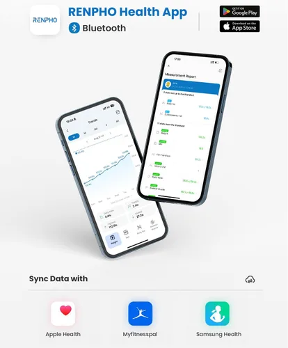 Vista 7 de RENPHO Báscula de viaje para peso corporal, báscula de baño mini para grasa corporal, báscula de peso portátil para viajar con estuche