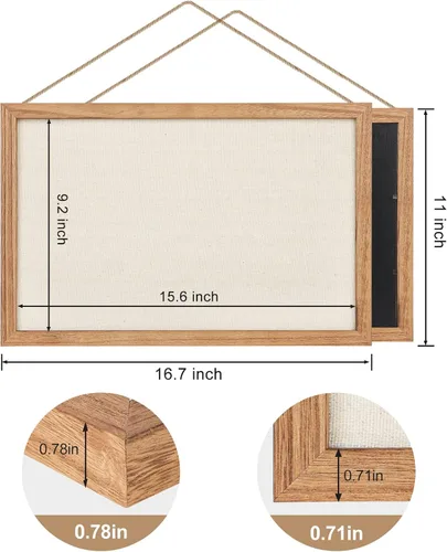 Vista 6 de KINLINK Tablero de corcho de 16 x 11 pulgadas con tablero de anuncios de lino para decoración de pared, pin enmarcado, tablero de corcho de madera