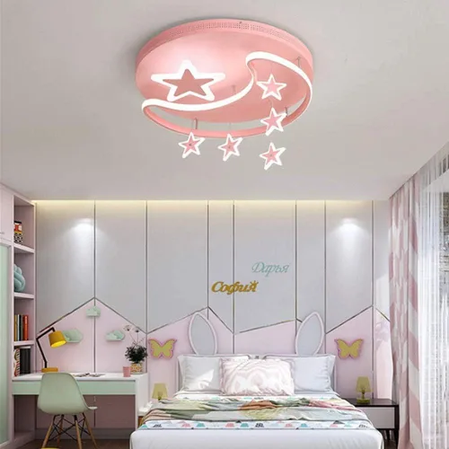 Vista 3 de NERDOH Lámpara para niños, lámpara de techo para dormitorio, lámparas de techo, luces colgantes regulables, modernas, LED, creativas, estrellas