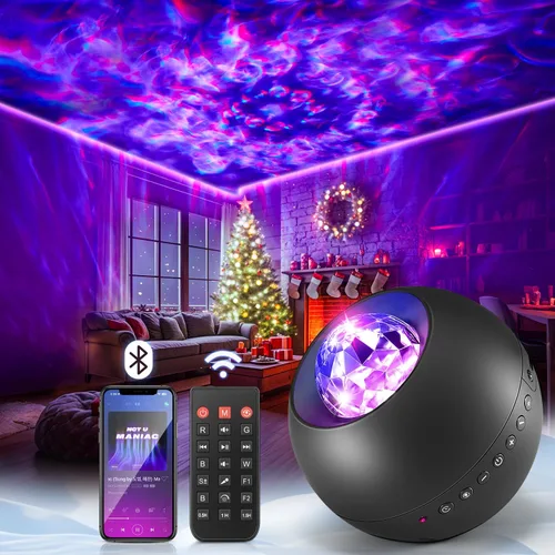 Vista 4 de Proyector One Fire Galaxy con caja de regalo/240 modos de iluminación/15 ruidos blancos/proyector de música Bluetooth de galaxia para dormitorio