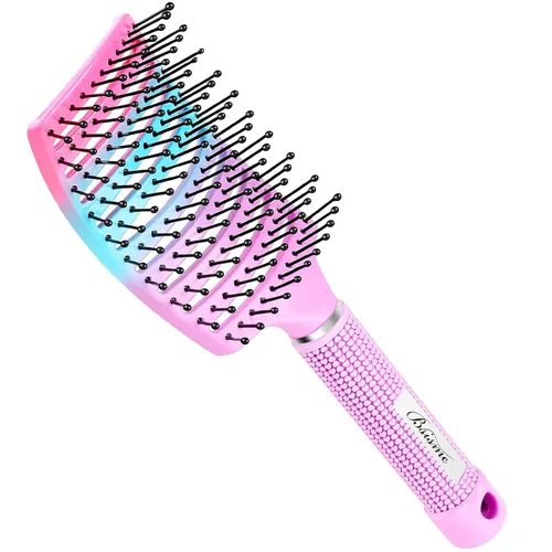 Vista 8 de Cepillo de pelo para mujer con pinzas para el cabello, cepillo de ventilación curvo profesional para un secado y desenredado más rápido