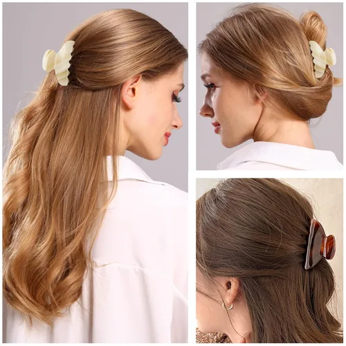 Vista 4 de Pinzas para el cabello para mujeres, pinzas de garra medianas, pinzas de mandíbula para cabello de carey, abrazaderas de garra de celuloide