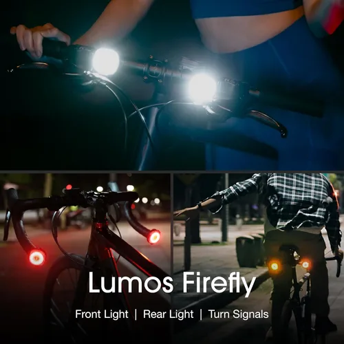 Vista 3 de Lumos Firefly - Sistema de luz inteligente para bicicleta, sincronización de luz LED delantera y trasera, brillo personalizado, patrón de flash