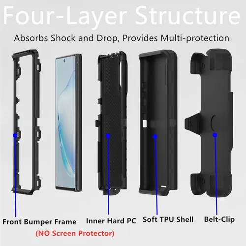 Vista 3 de Funda para Samsung Galaxy Note 10 Plus, resistente a prueba de polvo, a prueba de golpes, 3 en 1, funda resistente para Samsung Galaxy Note 10 Plus