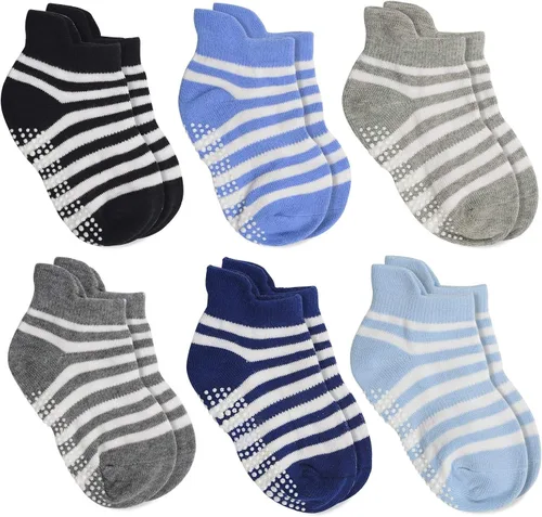 Aminson Calcetines de tobillo antideslizantes antideslizantes con agarres para bebés, niños y niñas
