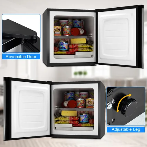 Vista 6 de GOFLAME Refrigerador compacto, mini refrigerador vertical de 1.1 pies cúbicos con puerta reversible y control de termostato ajustable para el hogar