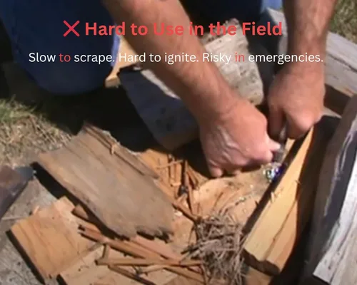 Vista 4 de Kit de inicio de incendios de emergencia, 6 bolsas de magnesio + varilla de ferro de 3.15 pulgadas (más de 12,000 golpes) + cuerda encerada de 4