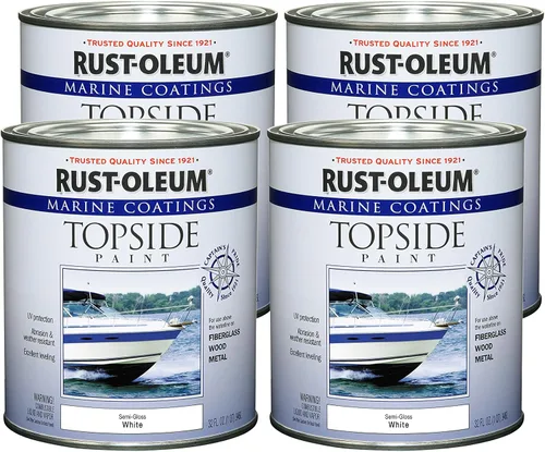 Vista 12 de Rust-Oleum 207000 Pintura para revestimiento de cubierta marina, cuarto de galón, color blanco semibrillante 32 onzas líquidas (paquete de 2)