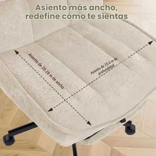 Vista 6 de FiveWillowise Silla de oficina con respaldo alto Criss Cross con reposapiés Blanco