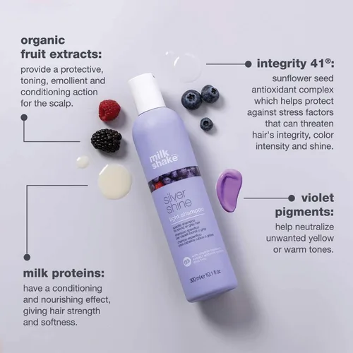 Vista 3 de milk_shake Silver Shine Light Purple Shampoo for Blonde Hair
