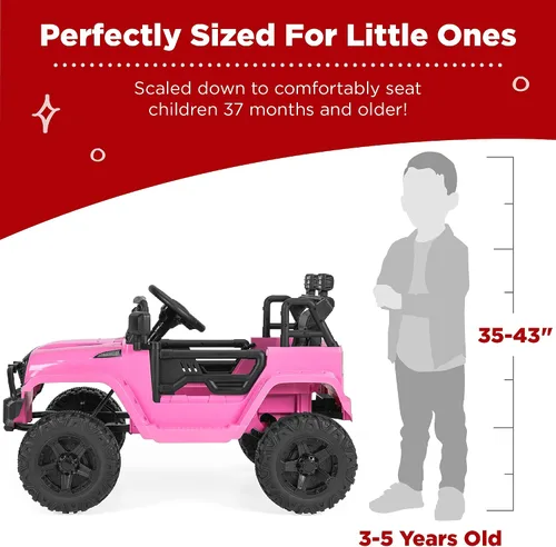 Vista 4 de Best Choice Products - Auto de 12 V para niños con control remoto para Rosa