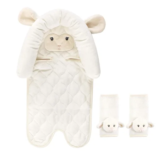 Vista 3 de Hudson Baby Funda unisex para asiento de coche y correas para bebé, elefante azul, talla única