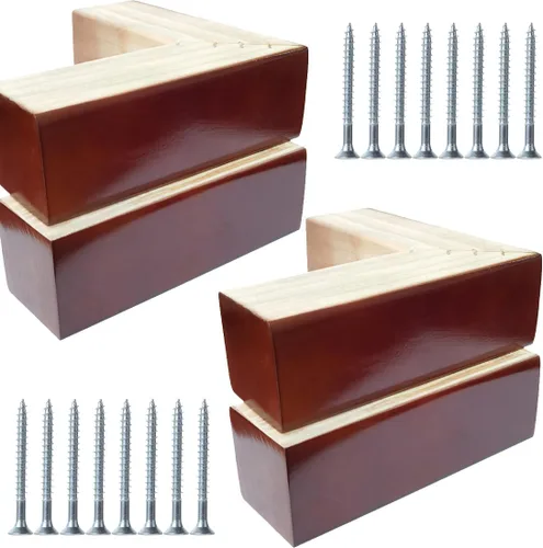 Vista 8 de Soporte de madera para sofá de cama de 2 pulgadas, patas de madera en forma de L, patas de sofá, patas de repuesto para sofá, patas de tocador, Negro