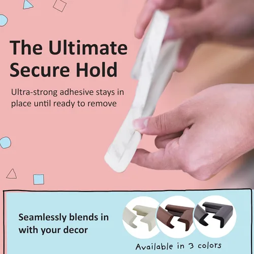 Vista 4 de Set de protector de esquinas y bordes – Cobertura LARGA de 17.4 pies/22.0 pies, incluye 4/8 esquinas preselladas, ónix negro, café, blanco crema